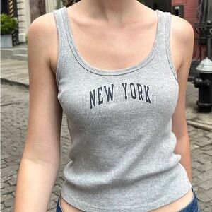 Brandy Melville Gray Fitted Ribbed Scoop Neck Sleeveless Tank Top